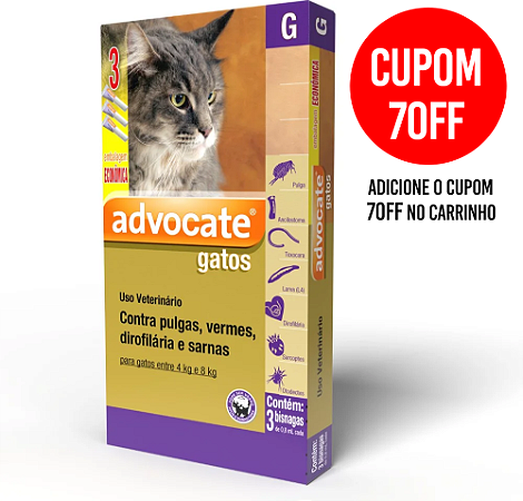 Antipulgas Advocate para Gatos de 4 a 8kg com 1 Bisnaga avulsa de 0,4 mL - Elanco