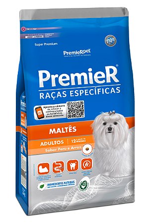 Ração Premier Raças Específicas Maltês Sabor Peru e Arroz para Cães Adultos - 1kg ou 2,5kg