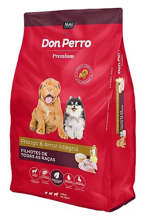 Ração Don Perro Premium Sabor Frango e Arroz Integral para Cães Filhotes de Todas as Raças - 10,1kg