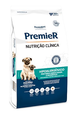 Ração PremieR Nutrição Clínica Hipoalergênico Proteína Hidrolisada e Mandioca para Cães Adultos e Filhotes de Pequeno Porte - 2kg ou 10,1kg