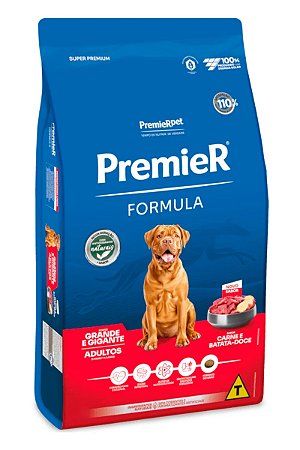 Ração Premier Super Premium Formula Sabor Carne e Batata-Doce para Cães Adultos de Portes Grandes e Gigantes - 15kg
