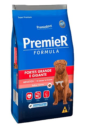 Ração Premier Super Premium Formula Sabor Carne para Cães Adultos de Portes Grandes e Gigantes - 15kg