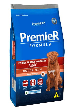 Ração Premier Light Super Premium Formula Sabor Frango para Cães Adultos de Portes Grandes e Gigantes - 15kg