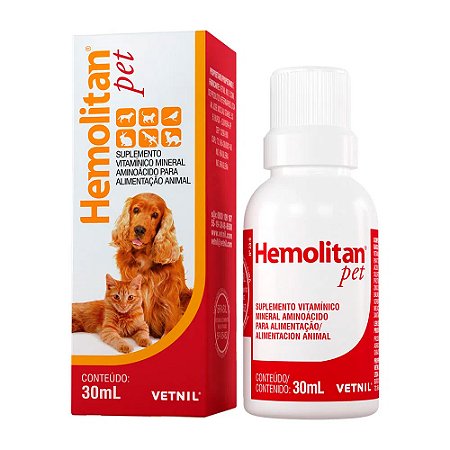Suplemento Vitamínico Hemolitan Pet Gotas - 30ml ou 60ml