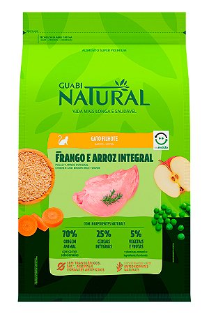 Ração Guabi Natural Super Premium Sabor Frango e Arroz Integral para Gatos Filhotes - 500g ou 1,5kg