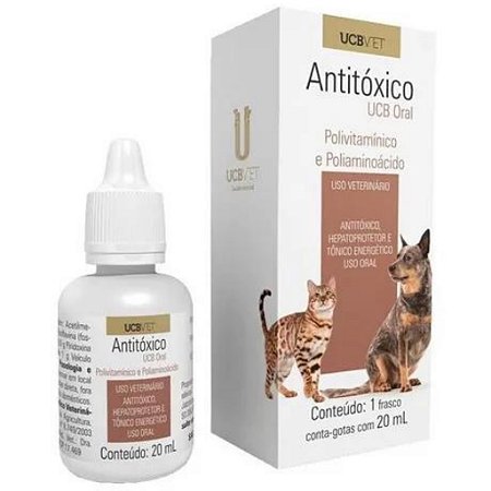 Medicamento Polivitamínico Antitoxico UCB Oral para Cães e Gatos - 20ml