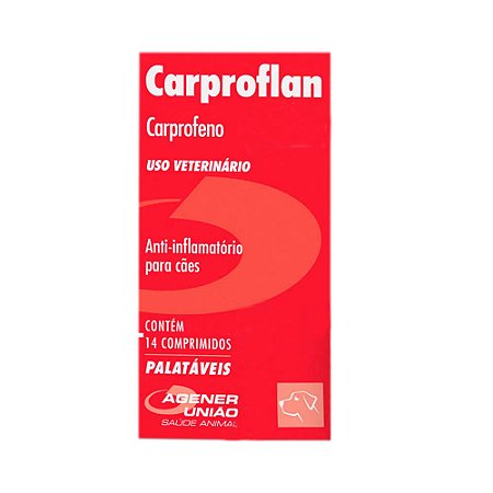 Anti-inflamatório Carproflan com 14 comprimidos de 25mg, 75mg ou 100mg