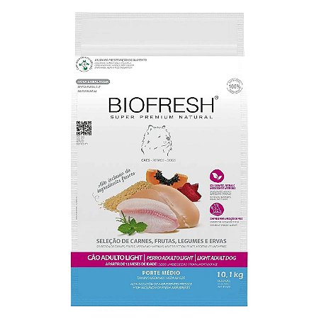 Ração Biofresh Super Premium Light Sabor Mix de Carne, Frutas, Legumes e Ervas Frescas para Cães Adultos de Raças Médias - 10,1Kg