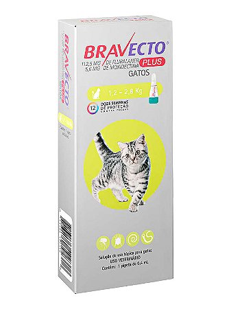 Antipulgas Bravecto Transdermal Plus MSD para Gatos de 1,2 a 2,8 Kg - 1 Pipeta de 0,4ml