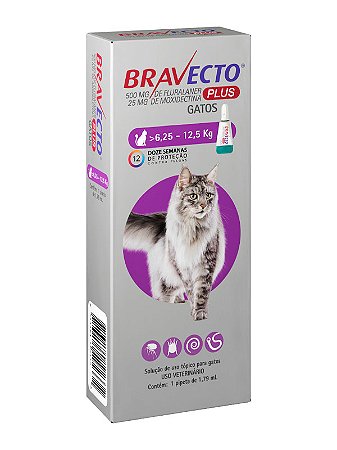 Antipulgas Bravecto Transdermal Plus MSD para Gatos de 6,25 a 12,5 Kg - 1 Pipeta de 1,79ml