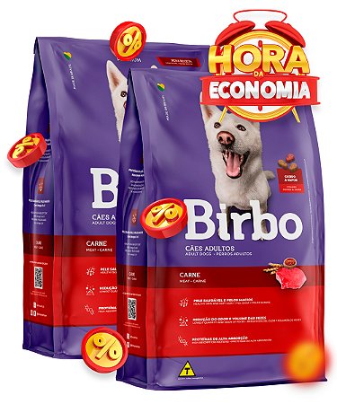 Ração Birbo Premium Sabor Carne para Cães Adultos - Combo com 30kg (2x 15kg)