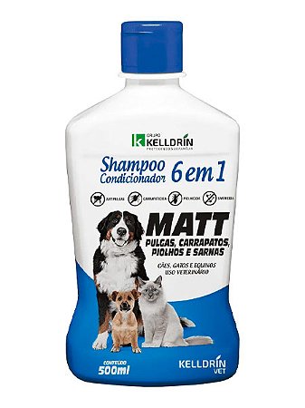 Shampoo e Condicionador Matt Kelldrin 6 em 1 para Cães e Gatos - 500ml