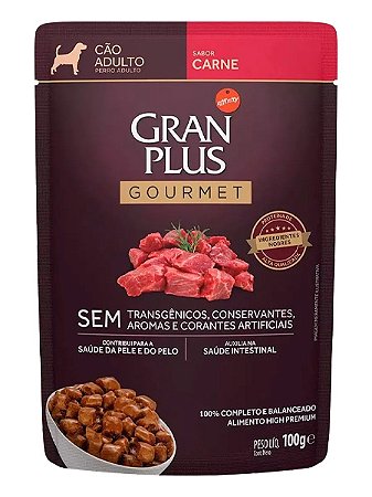 Ração Úmida GranPlus Sachê para Cães Adultos sabor Carne - 100g