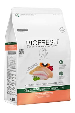 Ração Biofresh Super Premium Sabor Seleção de Carne, Frutas, Legumes e Ervas para Cães Adultos de Raças Pequenas e Minis - 1kg ou 10,1Kg