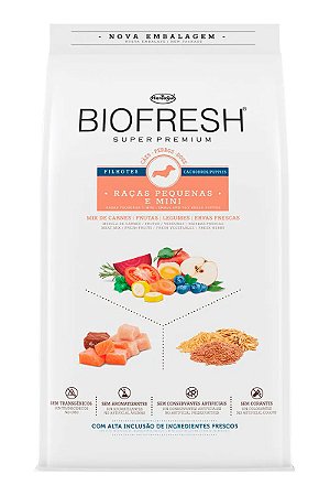 Ração Biofresh Super Premium Sabor Mix de Carne, Frutas, Legumes e Ervas Frescas para Cães Filhotes de Raças Pequenas e Minis - 1kg ou 10,1kg