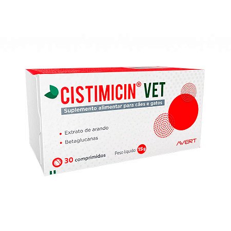 Suplemento Alimentar para Cães e Gatos Cistimicin Vet - 30 comprimidos