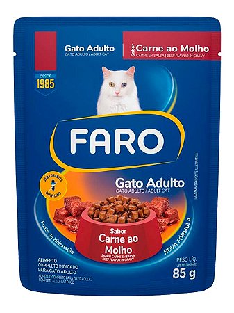 Ração Úmida Faro Sachê Sabor Carne ao Molho para Gatos Adultos - 85g