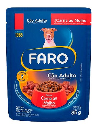Ração Úmida Faro Sachê Sabor Carne ao Molho para Cães Adultos - 85g