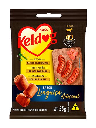 Bifinho Keldog Kelco Gourmet Sabor Linguiça Artesanal para Cães Adultos - 55g