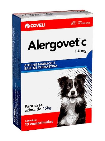 Anti-histamínico Alergovet C 1,4mg para Cães acima de 15kg com 10 comprimidos - Coveli