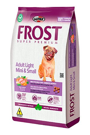 Ração Frost Adult Light Mini e Small Super Premium para Cães Adultos Mini e Pequeno Porte Acima do Peso, Castrados ou Idosos - 2,5kg, 10,1kg ou 15kg