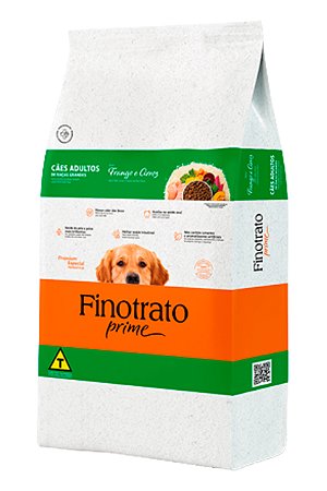 Ração Finotrato Prime Premium Especial Sabor Frango e Arroz para Cães Adultos de Raças Grandes - 15kg ou 20kg