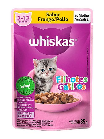Ração Úmida Whiskas Sachê Sabor Frango ao Molho para Gatos Filhotes - 85g