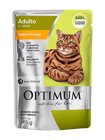 Ração Úmida Optimum Sachê Sabor Frango para Gatos Adultos - 85g