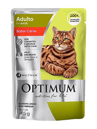 Ração Úmida Optimum Sachê Sabor Carne para Gatos Adultos - 85g