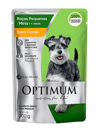 Ração Úmida Optimum Sachê Sabor Frango para Cães Adultos Raças Pequenas e Minis - 100g