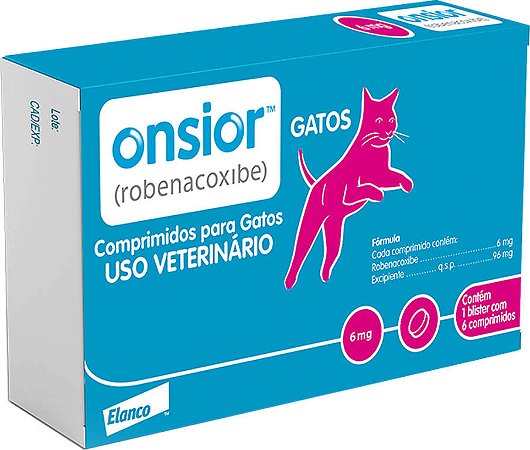 Anti-Inflamatório Onsior Robenacoxibe Elanco com 6 comprimidos para Gatos acima de 2,5 Kg - 6mg (VENC.AGO/25)