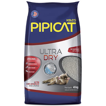 Areia Higiênica Pipicat Ultra Dry para Gatos - 4kg ou 12kg