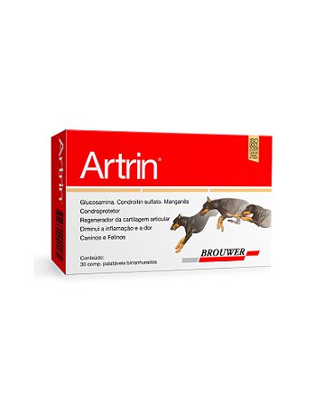 Condroprotetor Artrin Brouwer para Cães e Gatos com 30 Comprimidos