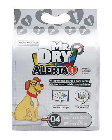 Tapete Higiênico Mr. Dry Alerta de 80x60cm - 4 unidades