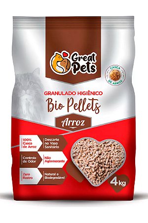 Granulado Sanitário Great Pets Bio Pellets Arroz para Gatos - 4kg