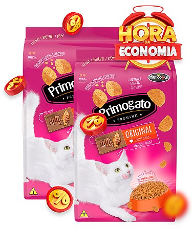 Ração Primogato Premium Original Sabor Carne e Frango para Gatos Adultos - Combo com 20,2kg ou 30kg