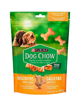 Biscoito Dog Chow Sabor Frango para Cães Adultos Raças Minis e Pequenas - 500g
