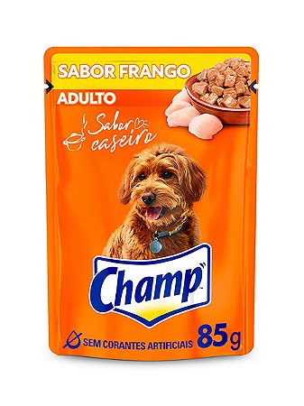 Ração Úmida Champ Sachê Sabor Caseiro de Frango para Cães Adultos - 85g
