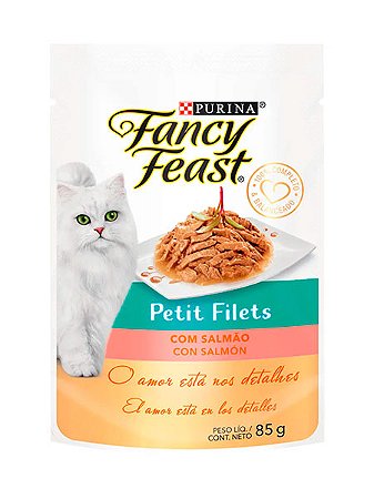 Ração Úmida Purina Fancy Feast Sachê Petit Filets Sabor Salmão para Gatos Adultos - 85g