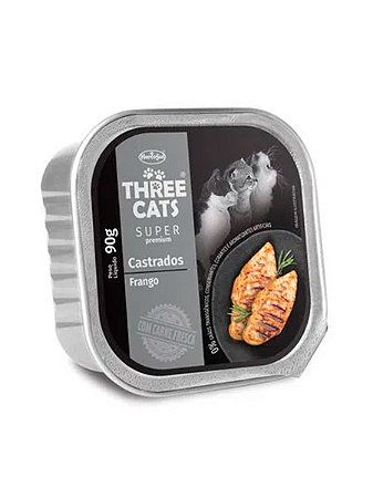 Patê Three Cats Super Premium Sabor Frango para Gatos Castrados - 90g