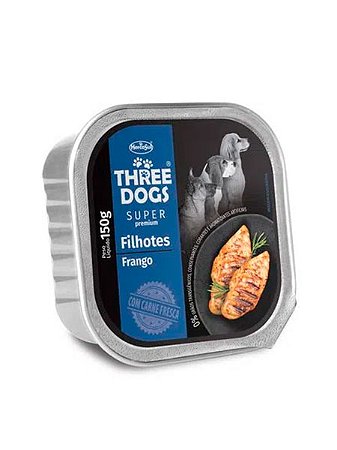 Patê Three Dogs Super Premium Sabor Frango para Cães Filhotes - 150g