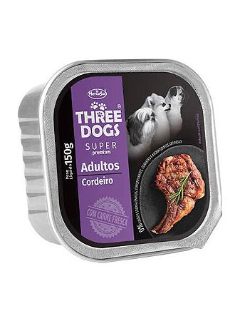 Patê Three Dogs Super Premium Sabor Cordeiro para Cães Adultos - 150g