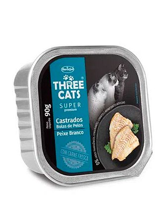 Patê Three Dogs Super Premium Sabor Peixe Branco para Gatos Castrados - 150g