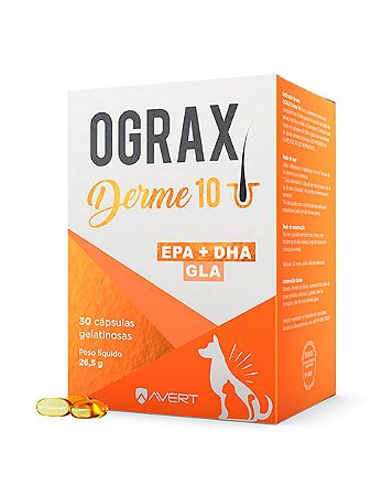 Suplento Ograx Derme 10 Avert para Cães e Gatos - 30 Cápsulas