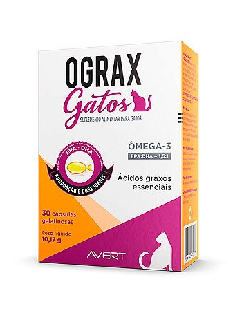 Suplento Ograx Avert para Gatos - 30 Cápsulas