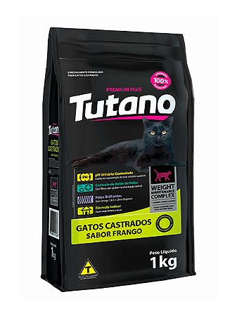 Ração Tutano Premium Plus Sabor Frango para Gatos Castrados - 1kg, 3kg ou 10,1kg
