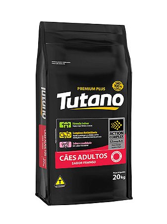 Ração Tutano Premium Plus Sabor Frango para Cães Adultos - 15kg ou 20kg