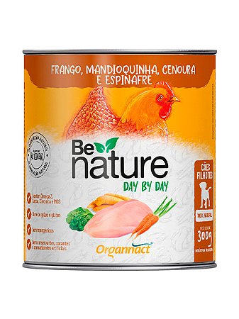 Ração Úmida Be Nature Day By Day Sabor Frango, Mandioquinha, Cenoura e Espinafre para Cães Filhotes - 300g