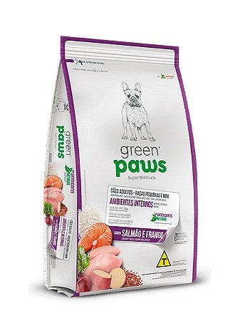 Ração Green Paws Super Premium Sabor Salmão e Frango para Raças Pequenas e Minis Cães Adultos - 2,5Kg e 10,1Kg