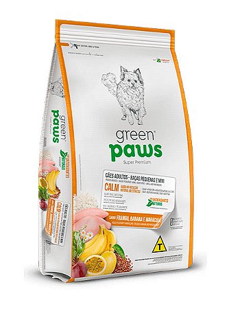 Ração Green Paws Super Premium Sabor Frango, Banana e Maracujá para Raças Pequenas e Minis Cães Adultos - 2,5Kg e 10,1Kg